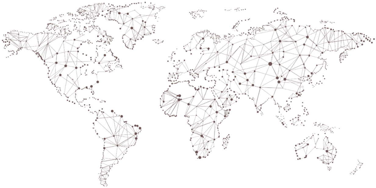 Mapa mundial de fondo con ilustraciones de monumentos famosos
